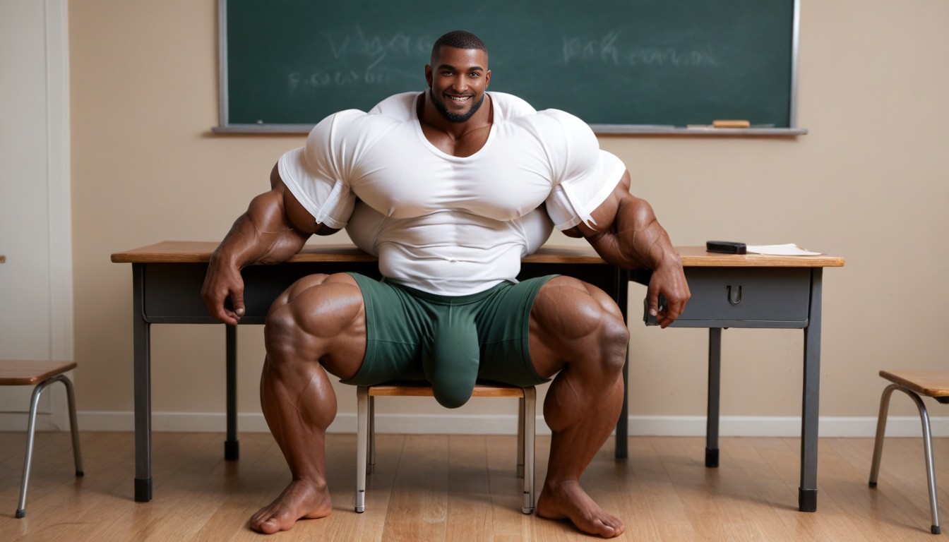 Extremely Huge Biceps, Oversized T-shirt, Buzzcut AI Gay Porn
