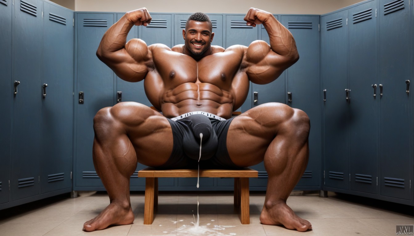 Buzzcut, Gigantic Boner, Unrealistic Gigantic Muscle Size AI Gay Porn