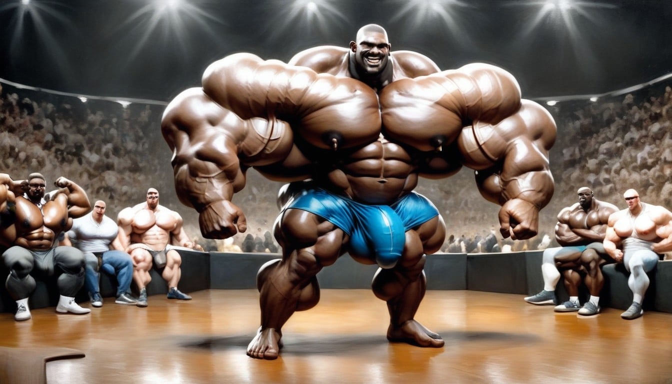 Buzzcut, Muscle Growth, Wearing Bodybuilder Posing Trunks AI Gay Porn