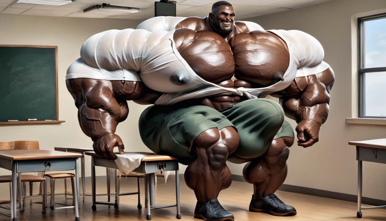 White Shirt, Extremely Huge Chest, Extreme Hyper Muscles AI Gay Porn