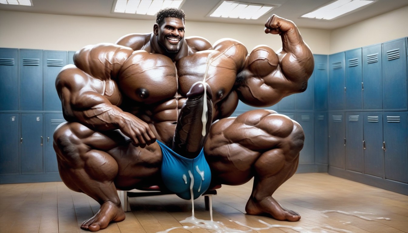 Massive Muscles, Cum Leaking To The Floor, Hyper Bodybuilder AI Gay Porn