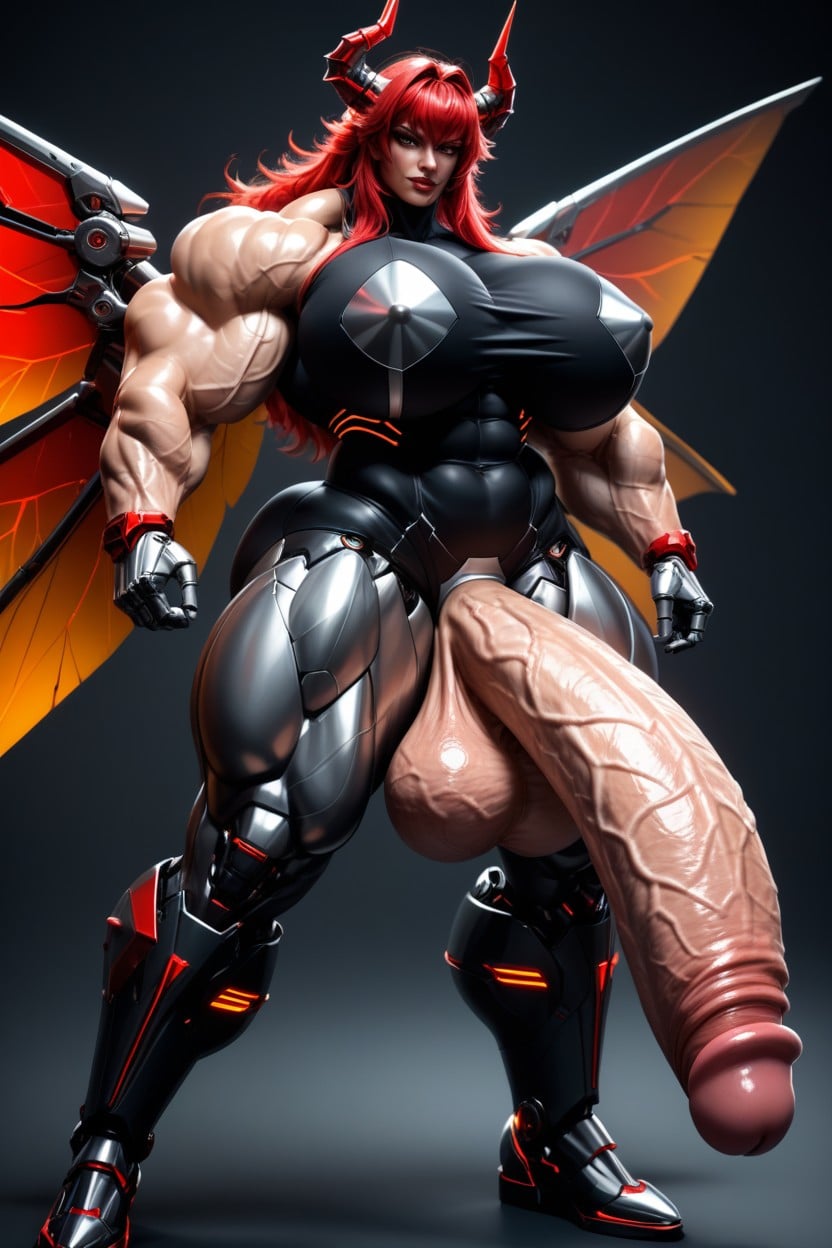 Muscle Shoulders, Robot, Cheveux Roux Porno IA transsexuelle