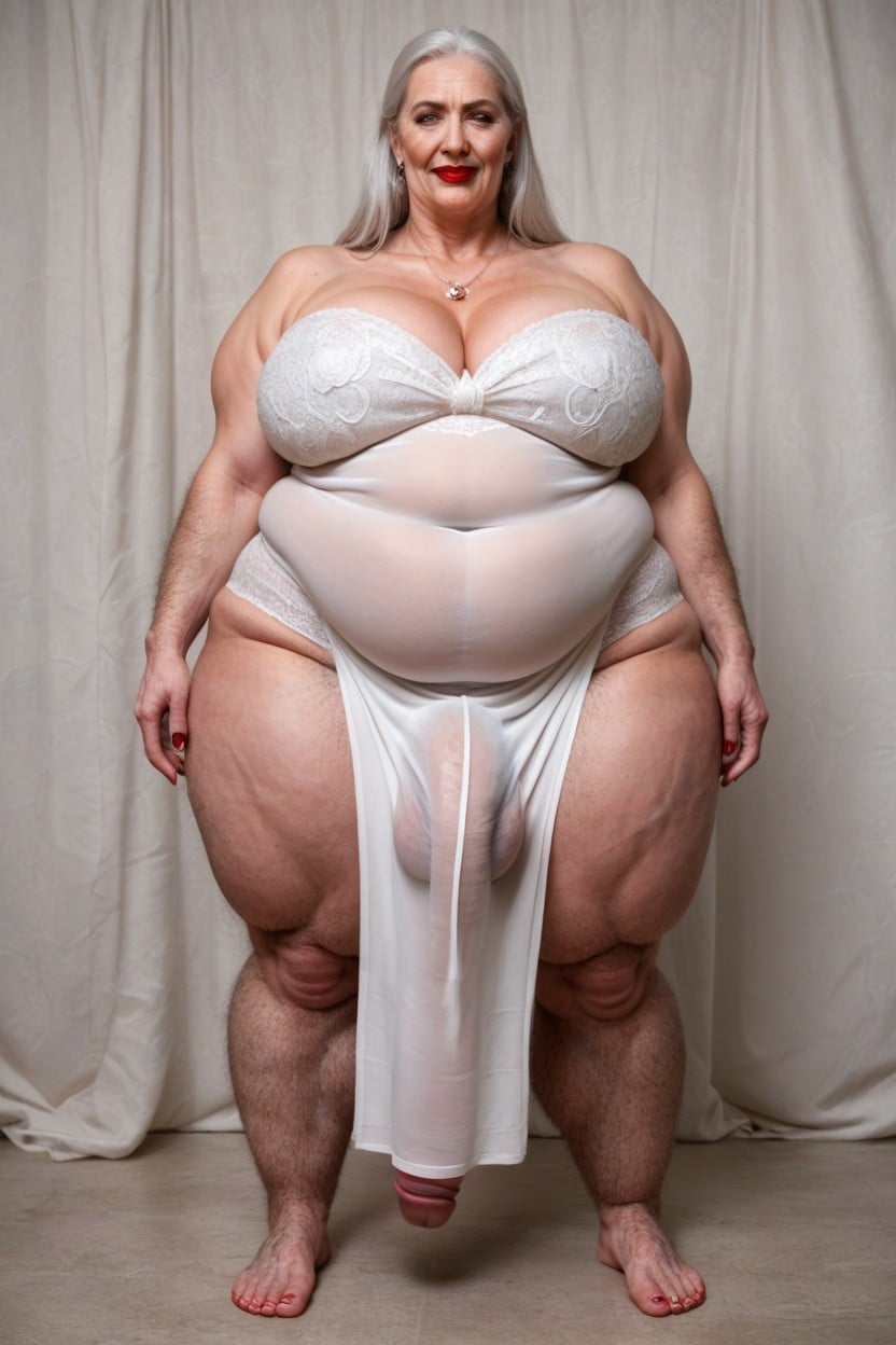 Obese, Large Long Bulge Through Clothing, Hyper Pubic Hair Shemale AI Porn