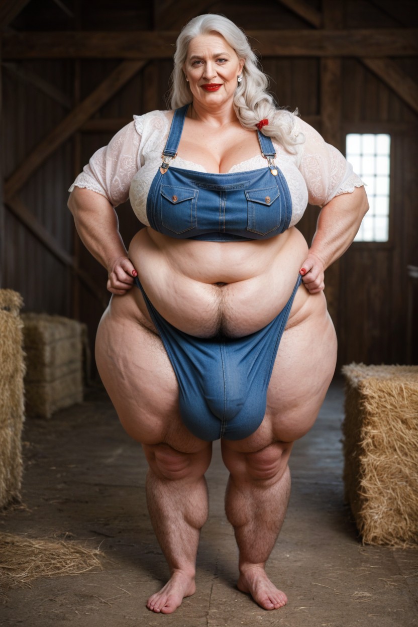 Big Belly, 하이퍼 하체 무거운, 흰색 쉬메일 AI 포르노