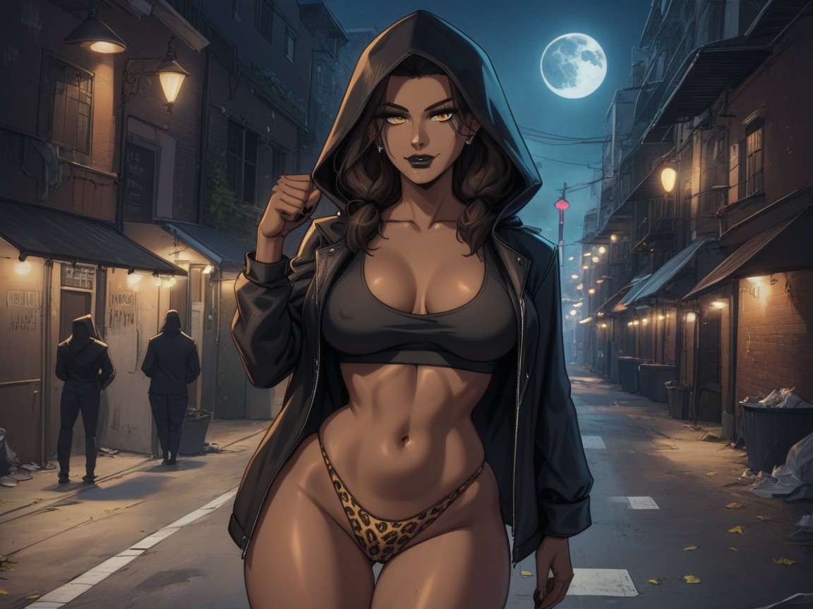 Low Torso Height, Dark Skin Brown, Areola Peek AI Porn