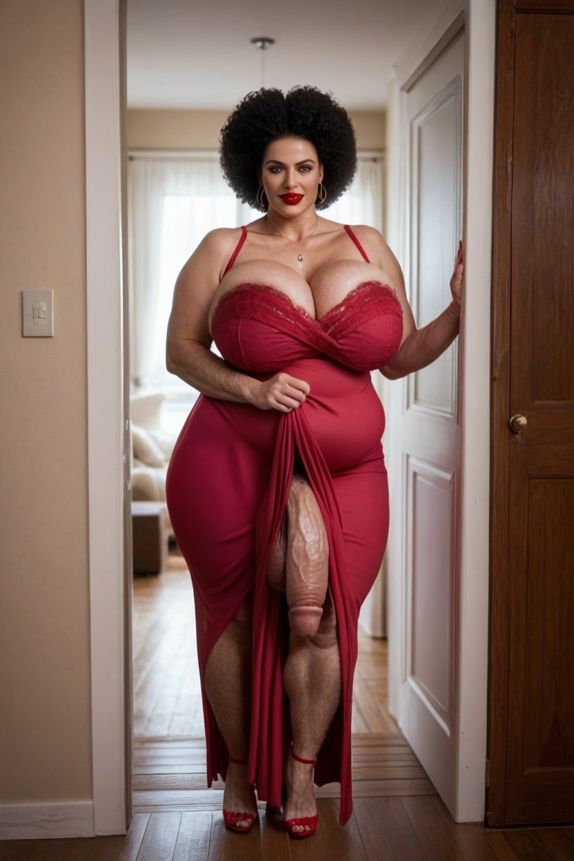 Red Lipstic, Alluring, Extreme Cellulite Shemale AI Porn