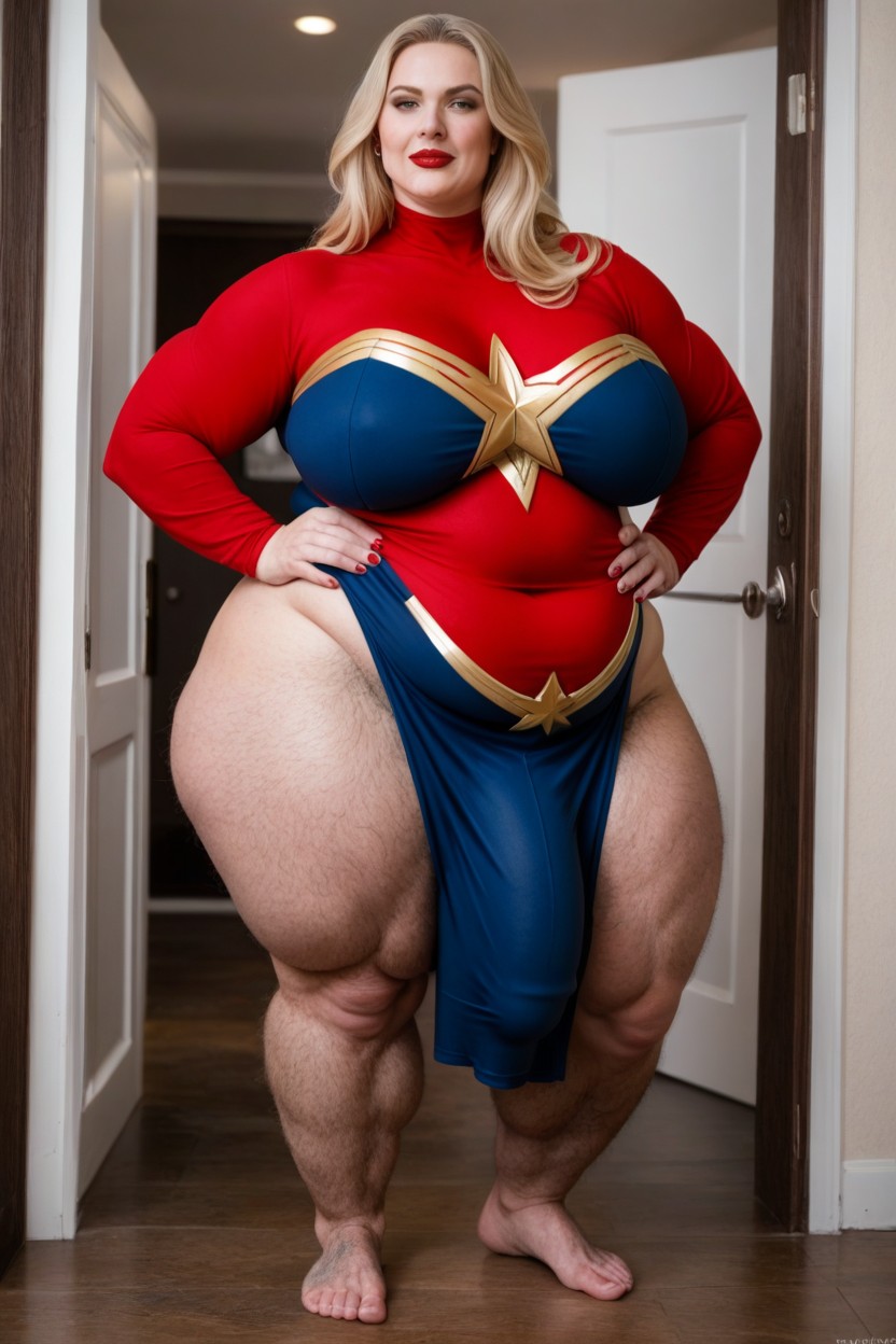 Giant Tall Futanari, Plump Lips Red Lipstick, Standing Porno shemale IA