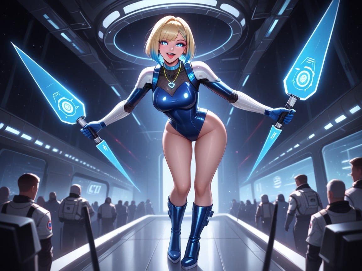 Blue Eyes, Glowing Blue Eyes, Black Body Suit Hentai AI Porn