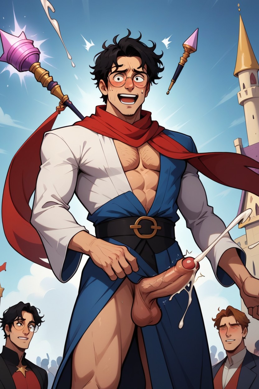 Skinny, Crowd Of Wizard Laughing In The Background, Waist AI Gay Porn