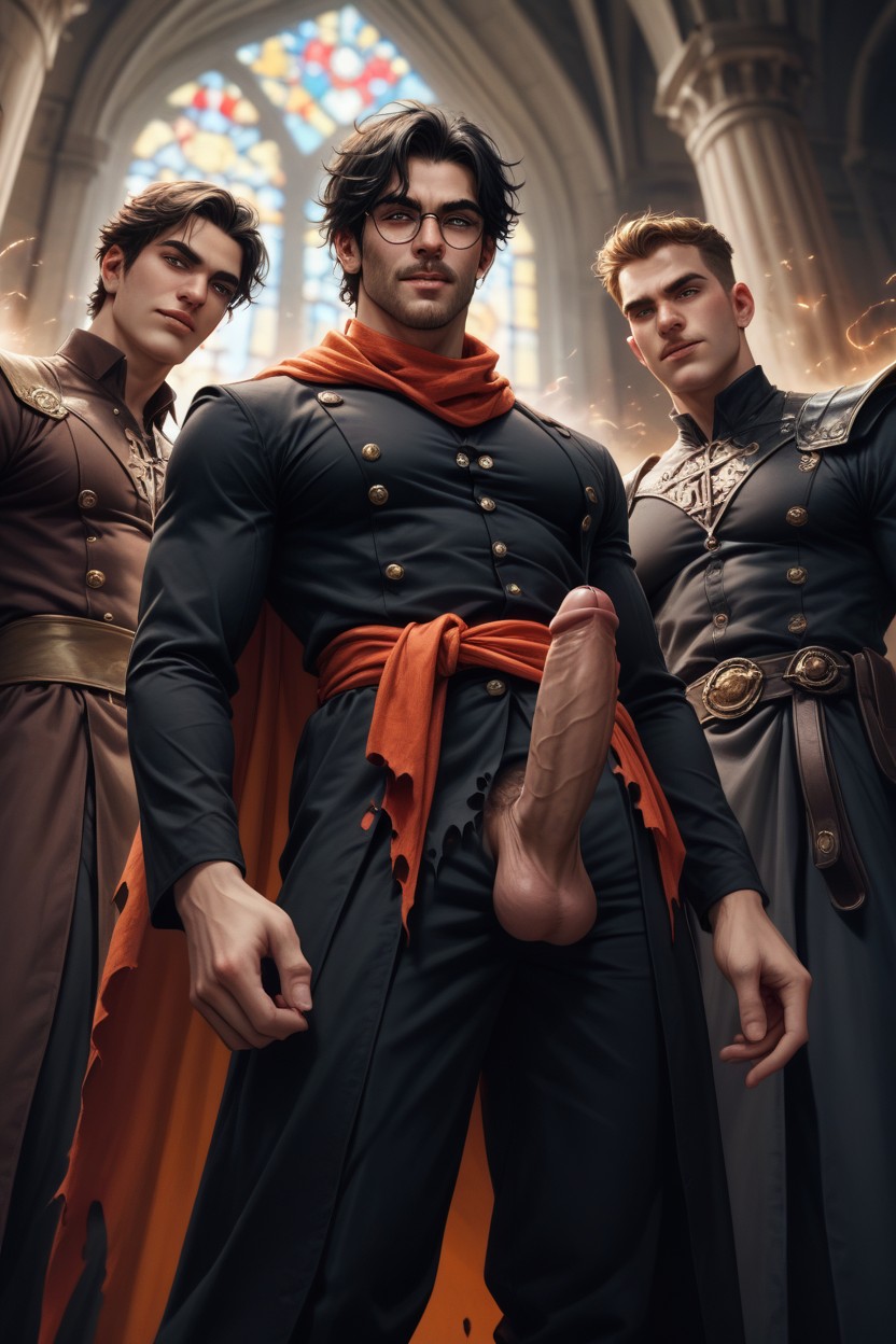 Chest, Group Of Wizards Laughing In The Background, Hips AI Gay Porn