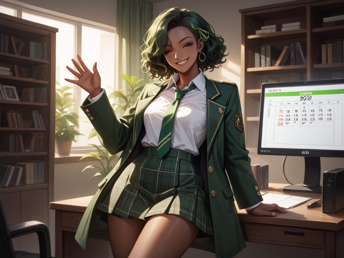 Chest And Hips Proportionate, Wearing Green Clothes, Wide Proportionate Waist Hentai AI Porn