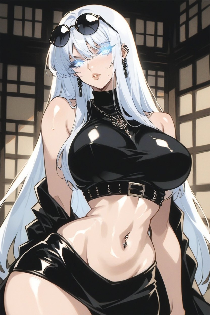 Front View, Navel Piercing, Soft Lips Hentai AI Porn