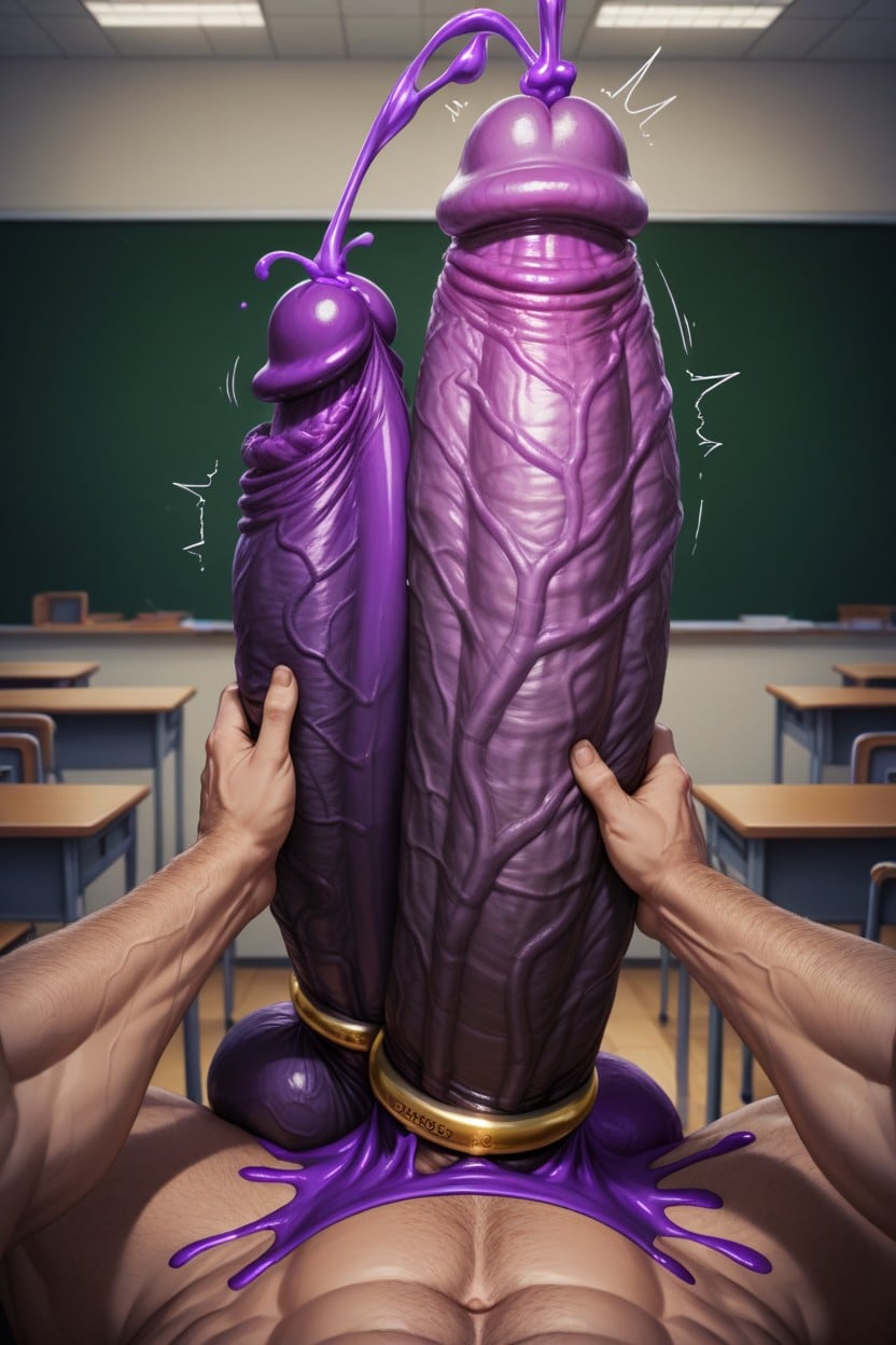 Monster Penis, Cock Changing Colour Purple Ribbed, Shocked AI Porn