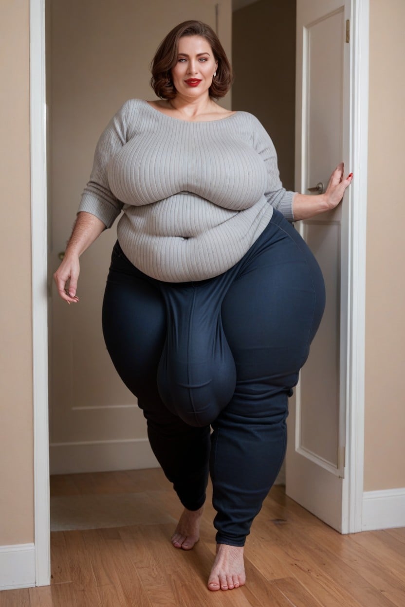 Extremely Large Ass, Giant Tall Futanari, Brown Hair Shemale AI Porn