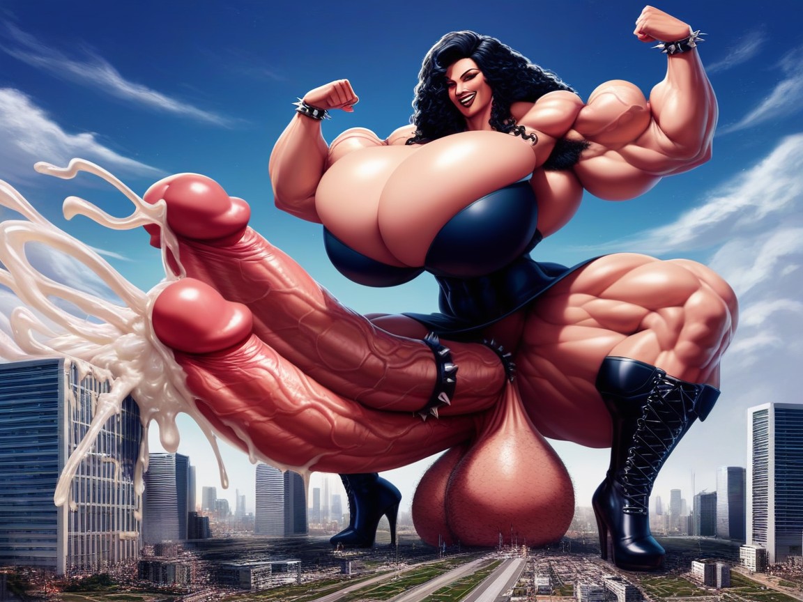 Spiked Bracelet, Hairy Futanari, Gigantic Massive Futanari Monster Cock Shemale AI Porn