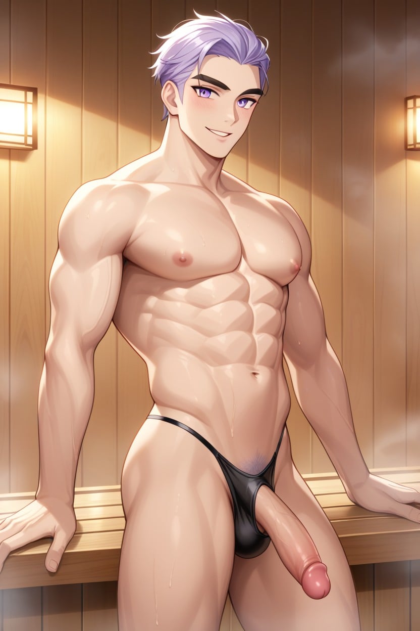 Thong, Smiling Mouth Open, Cute AI Gay Porn