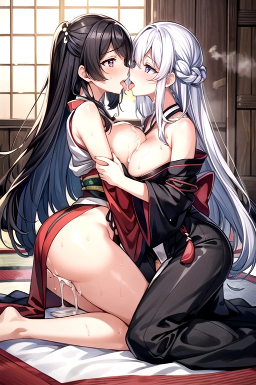 Grin, Long Hair, Cum On Breast AI 포르노