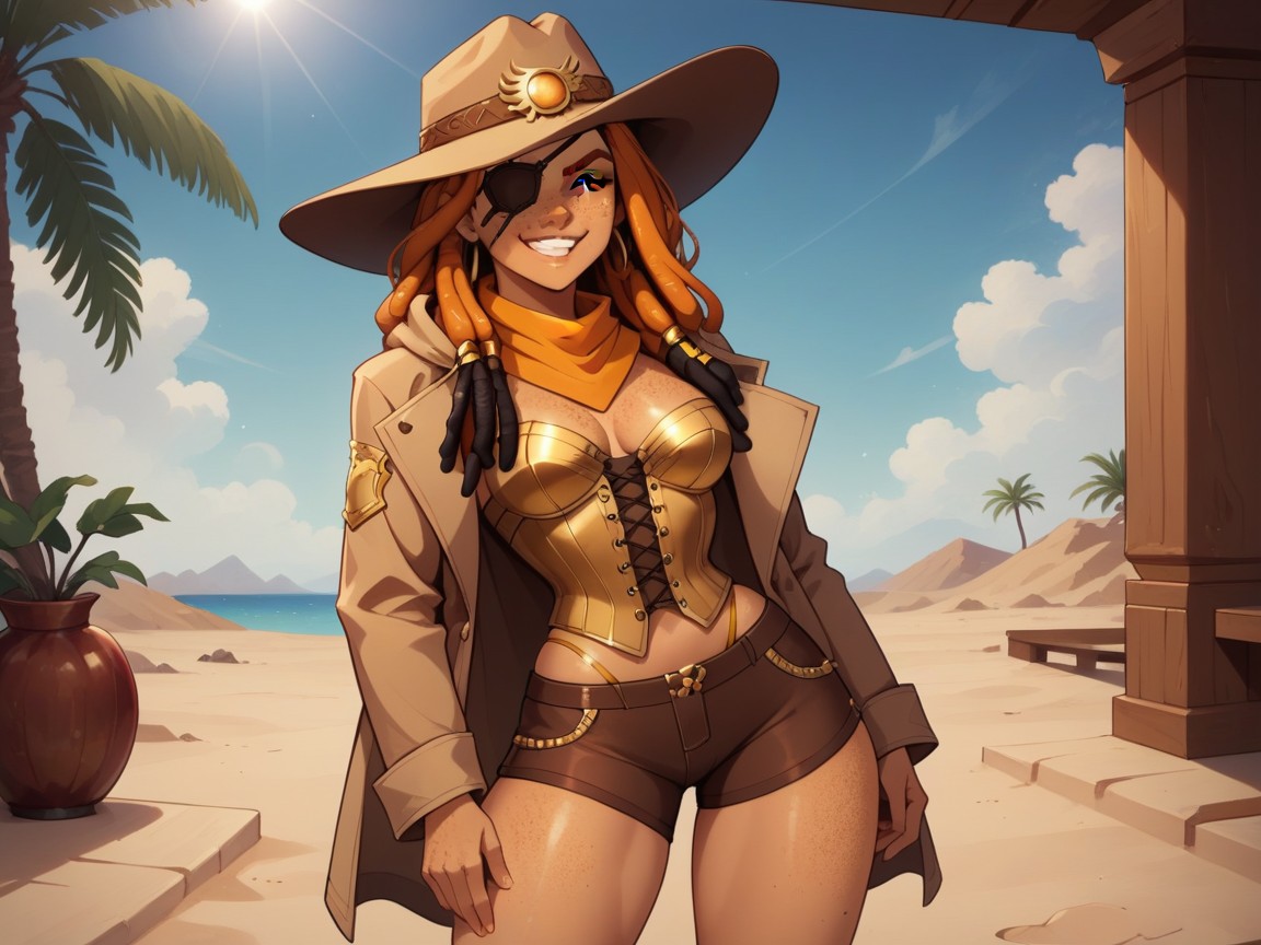 Freckles On Breasts, Tan Skin, Long Dreadlocks Hentai AI Porn