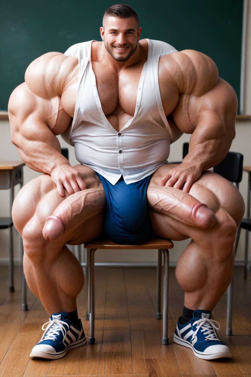 Unrealistic Gigantic Muscle Size, Button Down, African AI Gay Porn