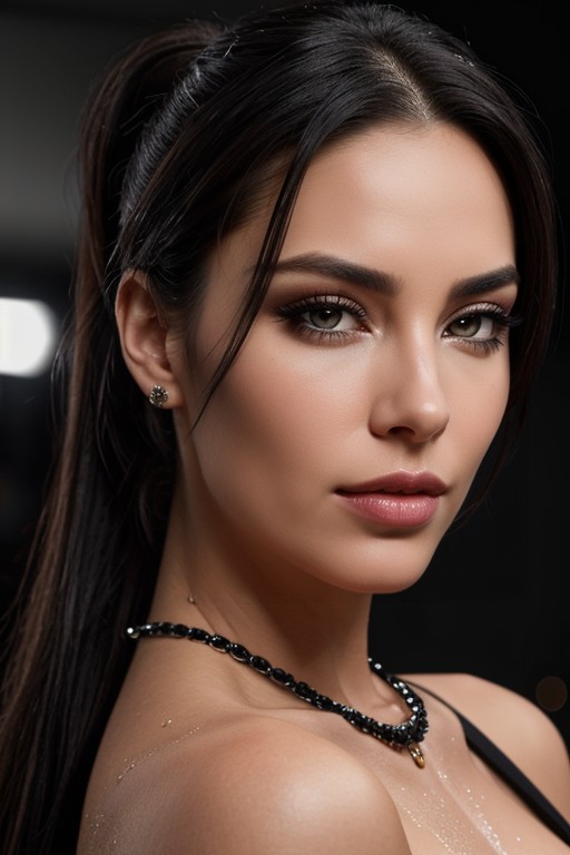 And Intense, Front View, Long Black Eyelashes AI Porn