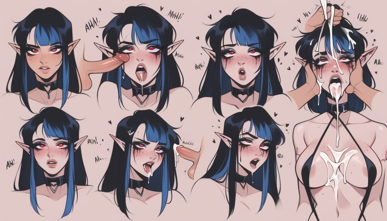 Sparkly Eyes, Skinny, Patchwork Tattoos Hentai AI Porn