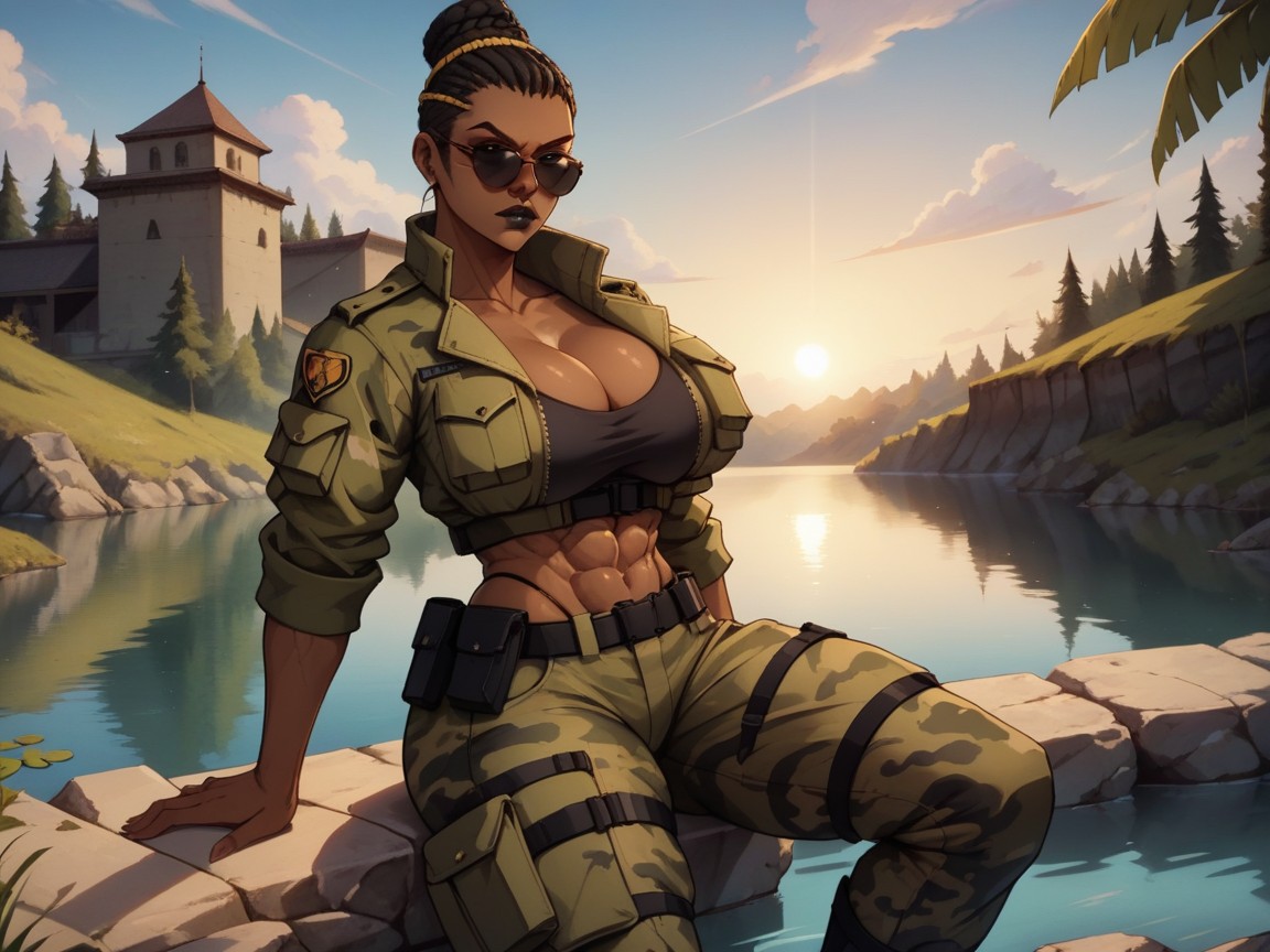 Black Military Boots, River, Black Turtle Neck Hentai AI Porn