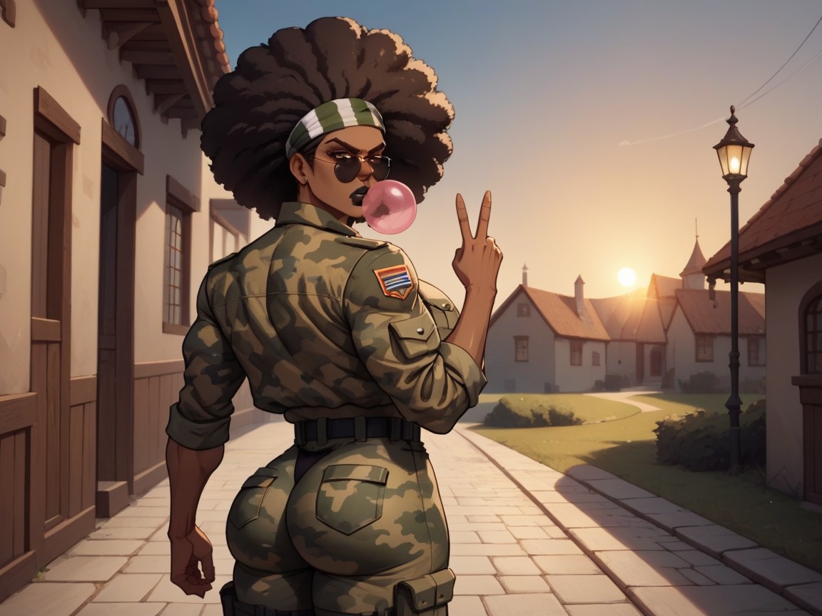 Flexing, Dark Brown Skin, Dark Lipstick Hentai AI Porn