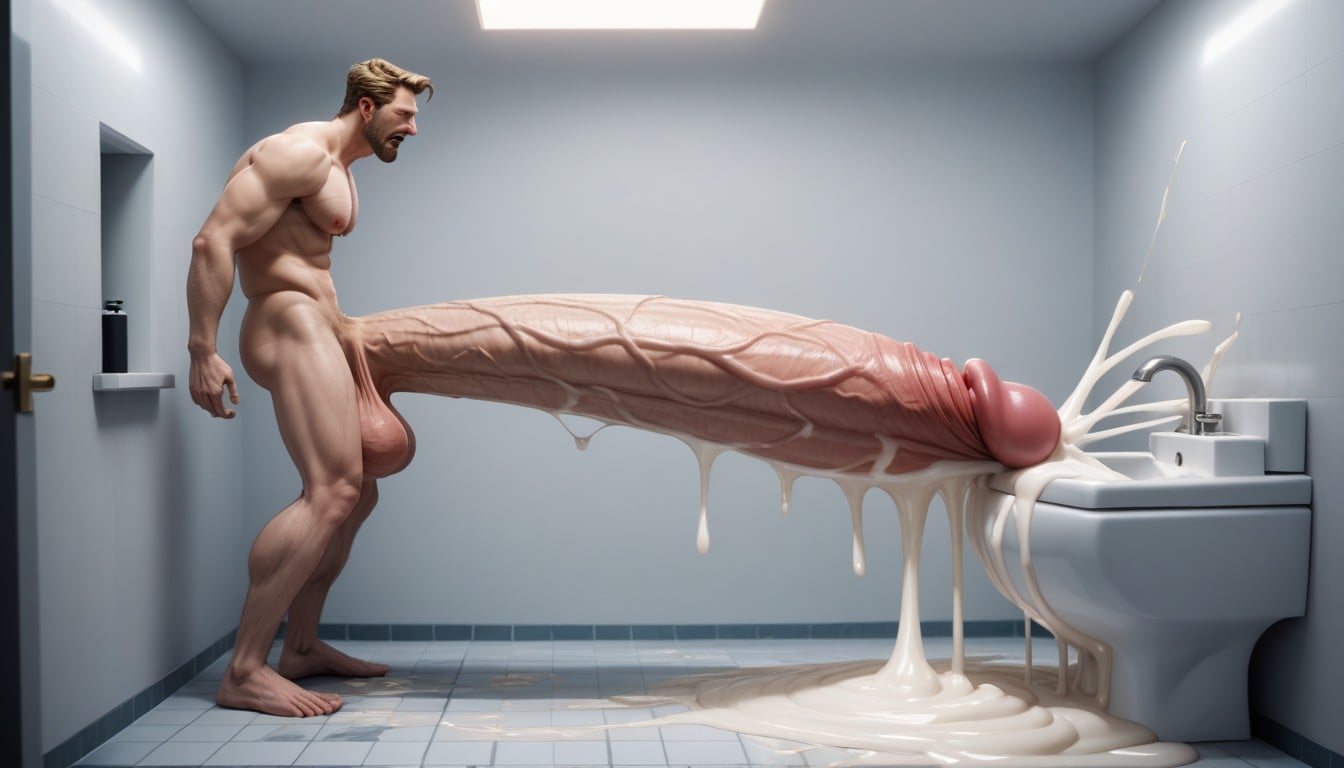 Lean, Hairless Chest, Massive Cumshot AI Gay Porn