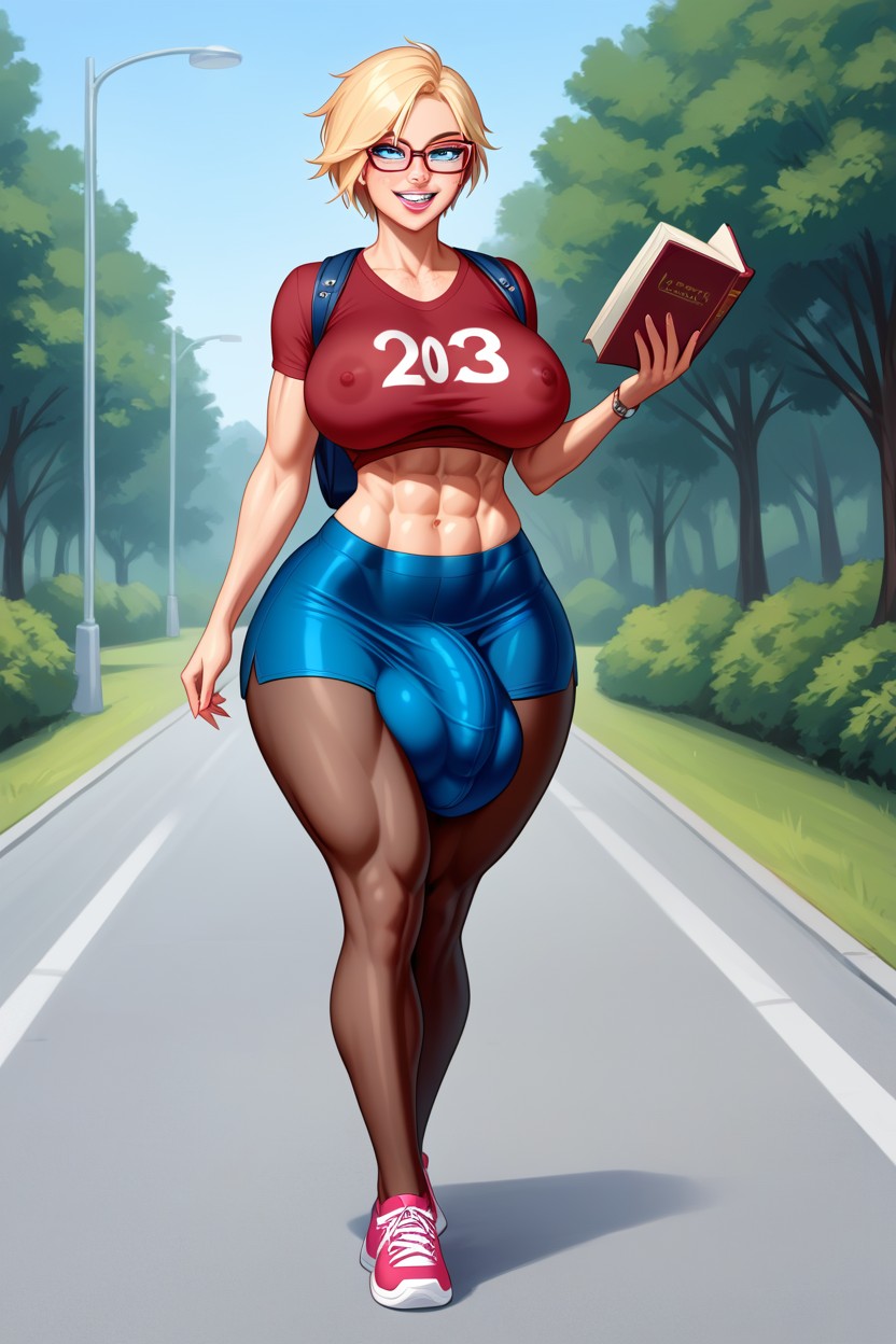 Backpack, Shirt, Smiling Shemale AI Porn