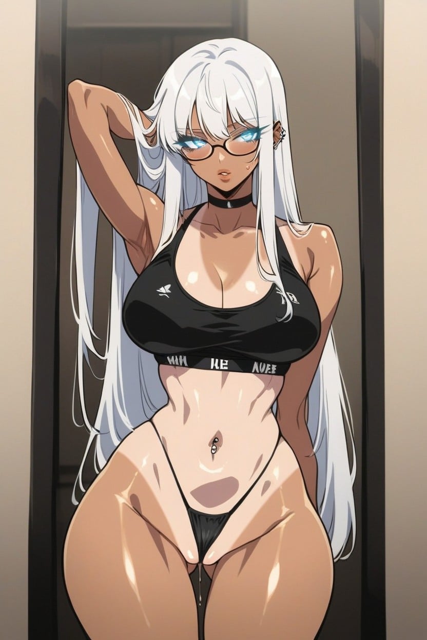 Skinny, Bangs, Bedroom Hentai AI Porn