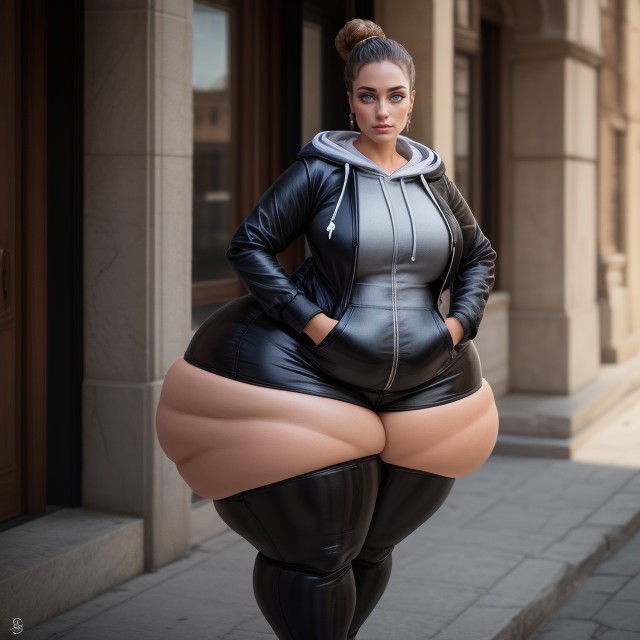 Hyper Bottom Heavy Hourglass, Hips Expansion, Extra Long Waist Length Hair AI Porn