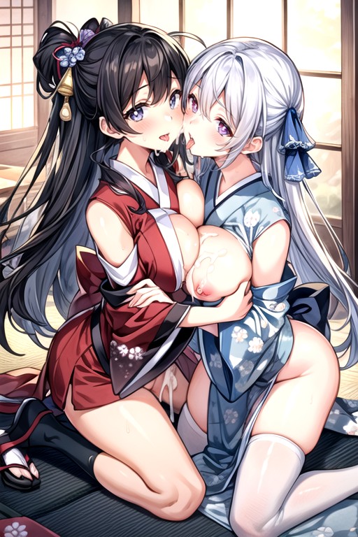 Vaginal, Embarrassed, Silver Hair AI Porn