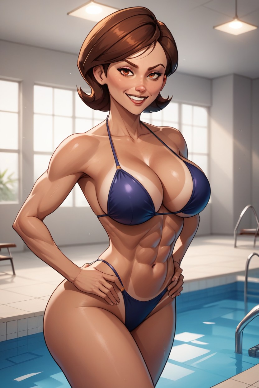Form Fitting Clothes, Round Perky Fake Breasts, Noon AI Porn