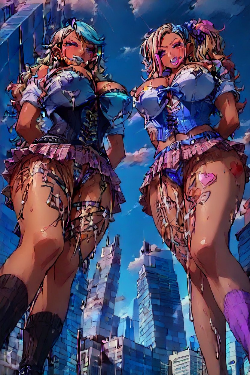 Corset, Rooftop, Happy AI Porn