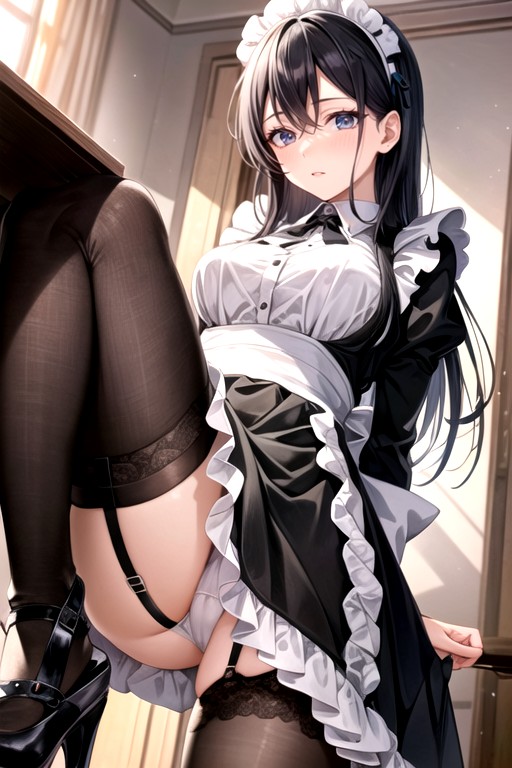 Eyeliner, Ecstasy, High Heels Behind Table Hentai AI Porn