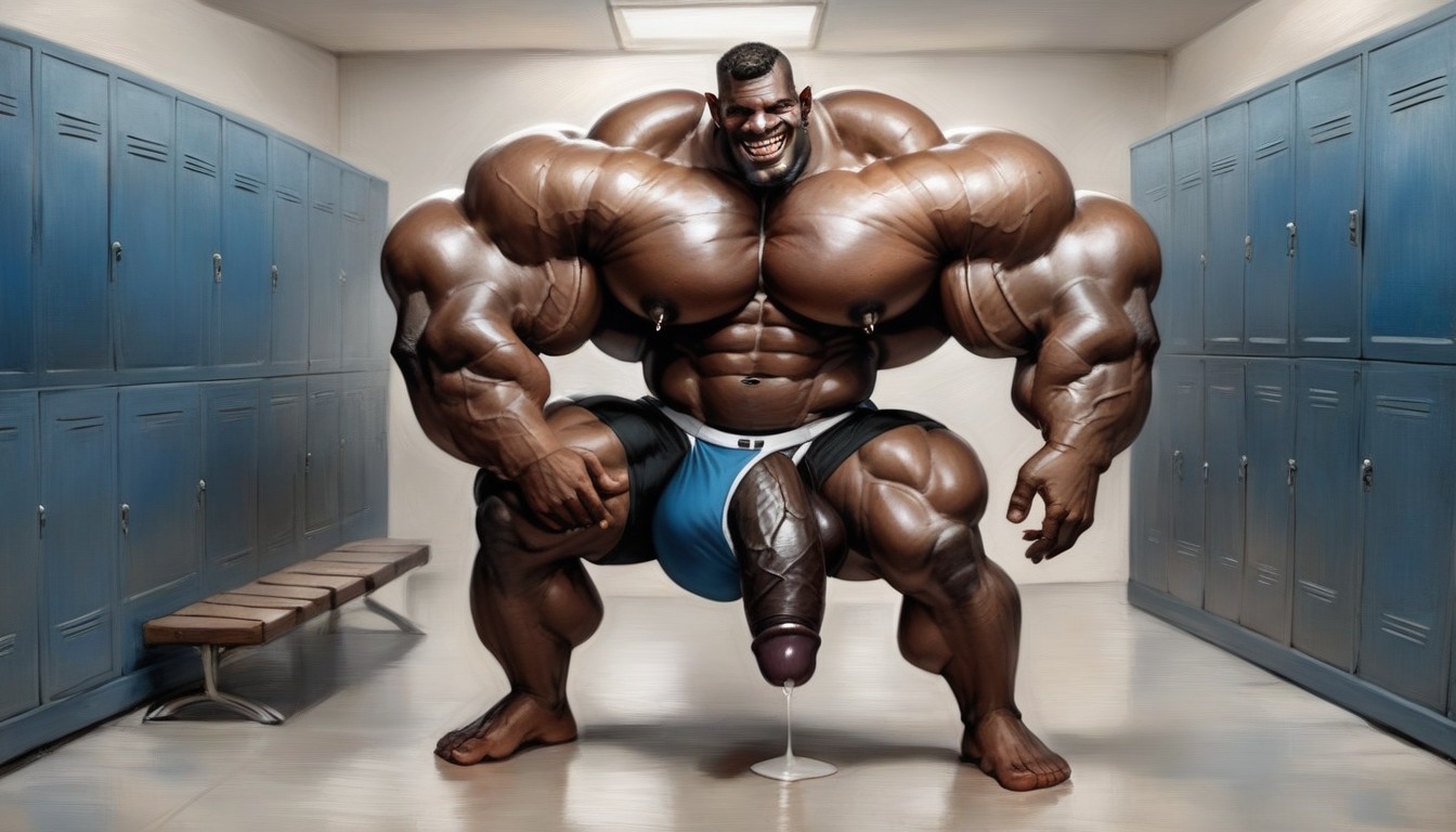 Standing Up, Massive Bulge, Monstrous Bodybuilder AI Gay Porn