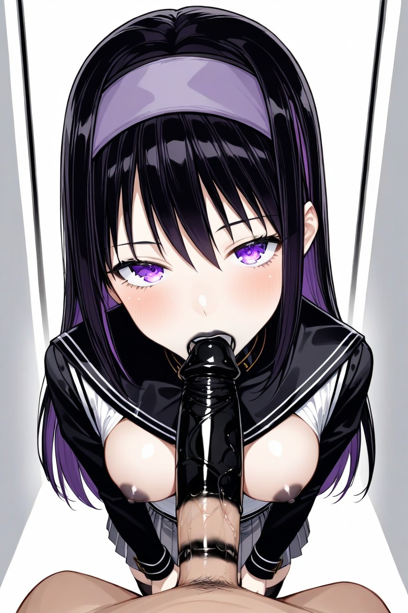 Purple Eyes, Hardblack Nail Polish, Grey Skirt Hentai AI Porn
