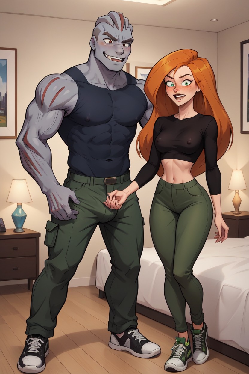 Machoke Is Naked, Ginger, Large Eyes AI Porn