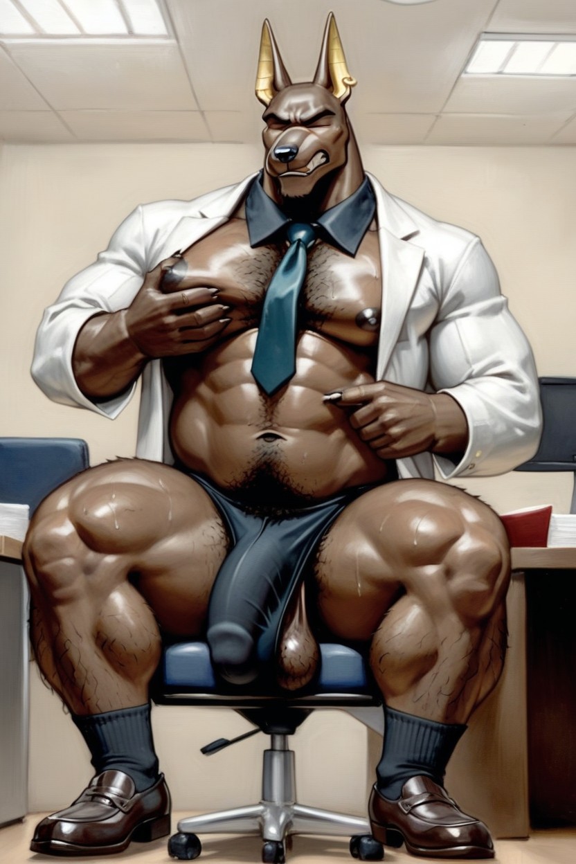 Saggy Balls, Office Pants, Burly AI Gay Porn