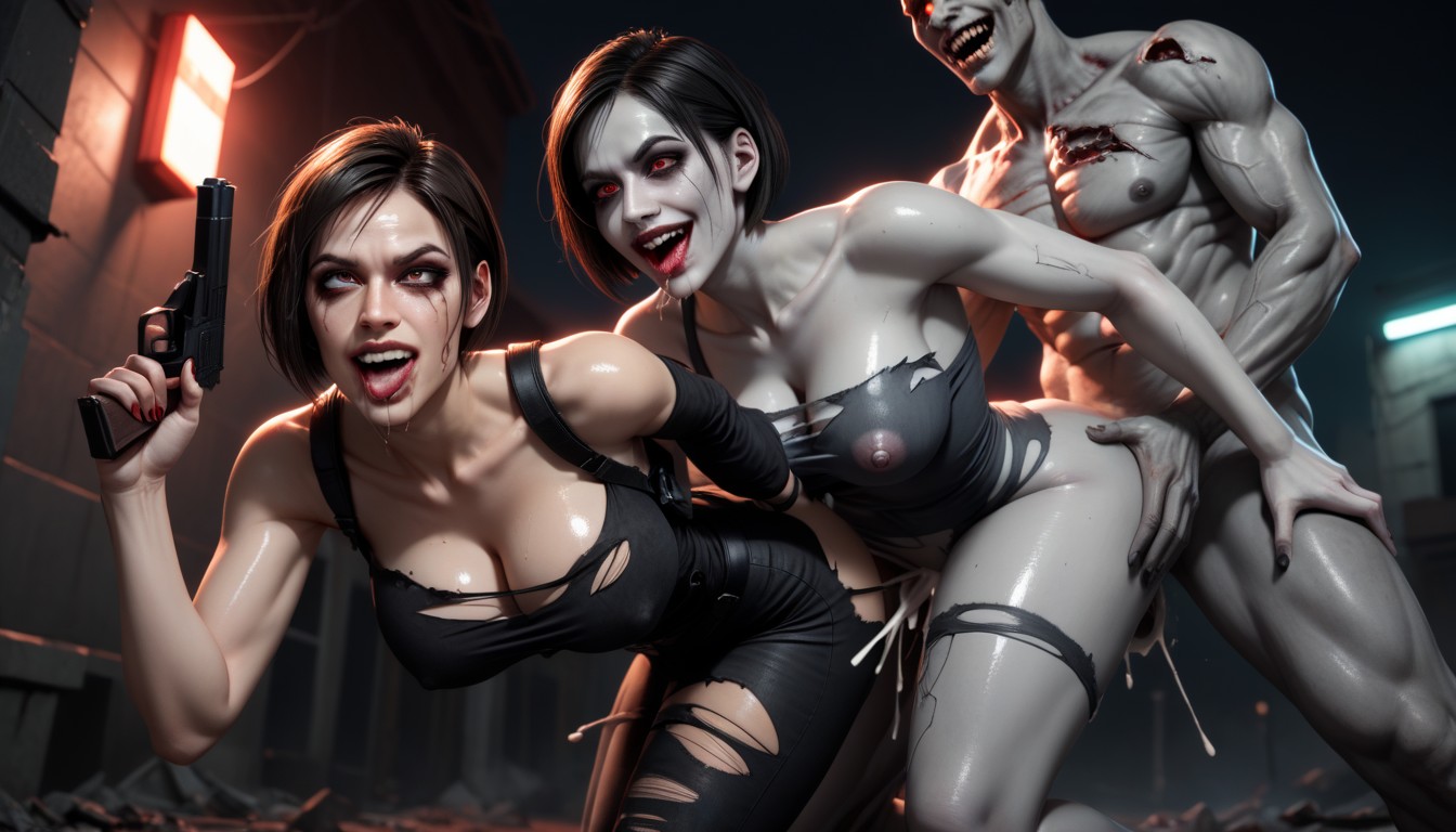 Smeared Makeup, Rolling Eyes, Full Body AI Porn