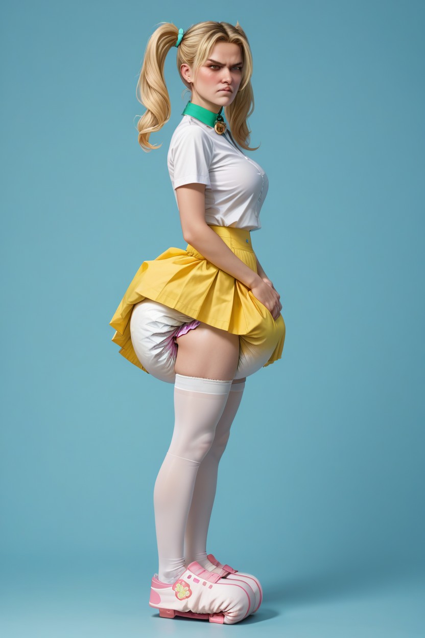 Embarrassed, Angry, Yellow Skirt AI Porn