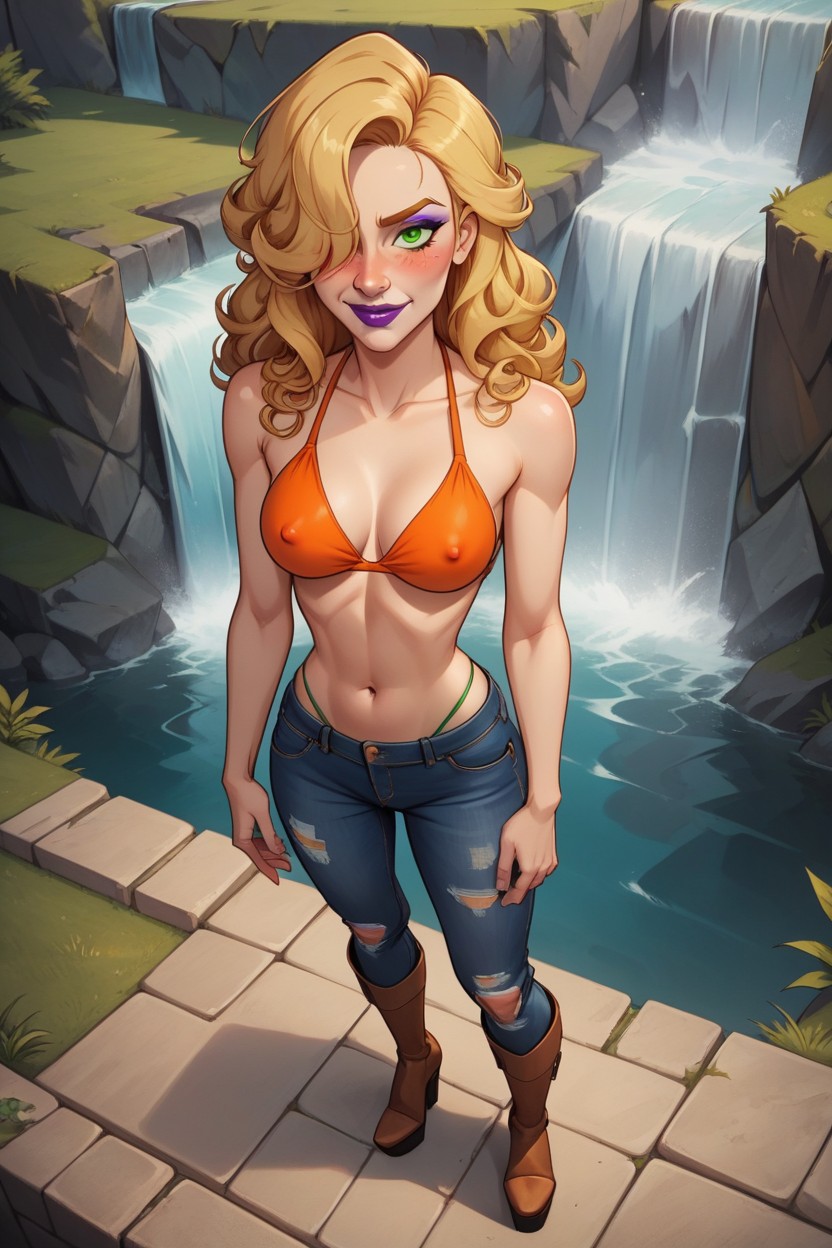 Highly Detailed Face, Green Thong, Full Body AI Porn