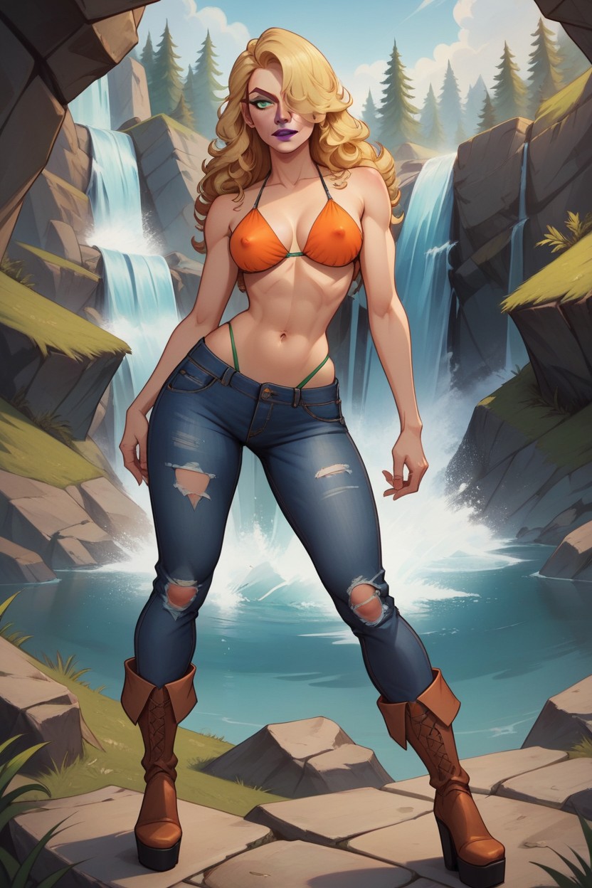 Beautiful Face, Navel Exposed, Torso AI Porn