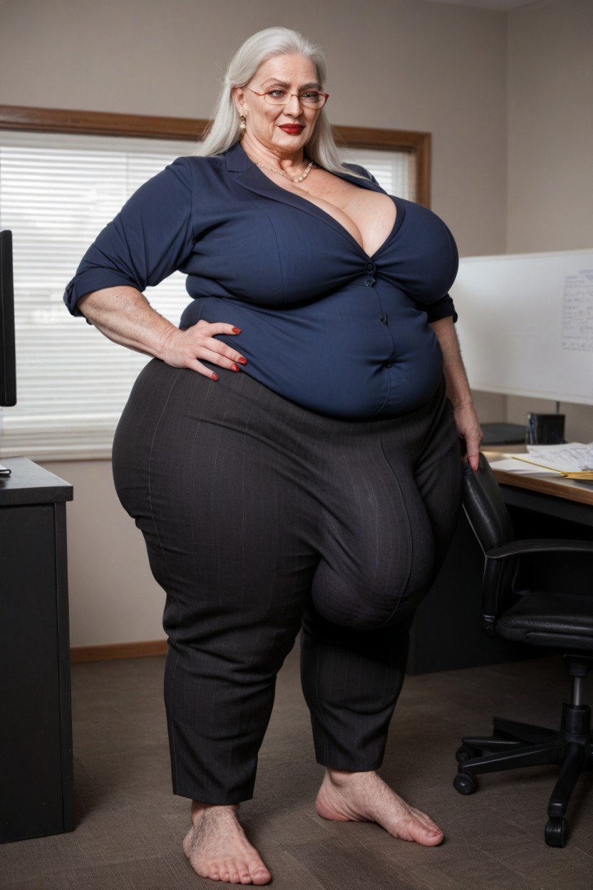Office Shirt, Hair Down, Gigantic Shemale AI Porn