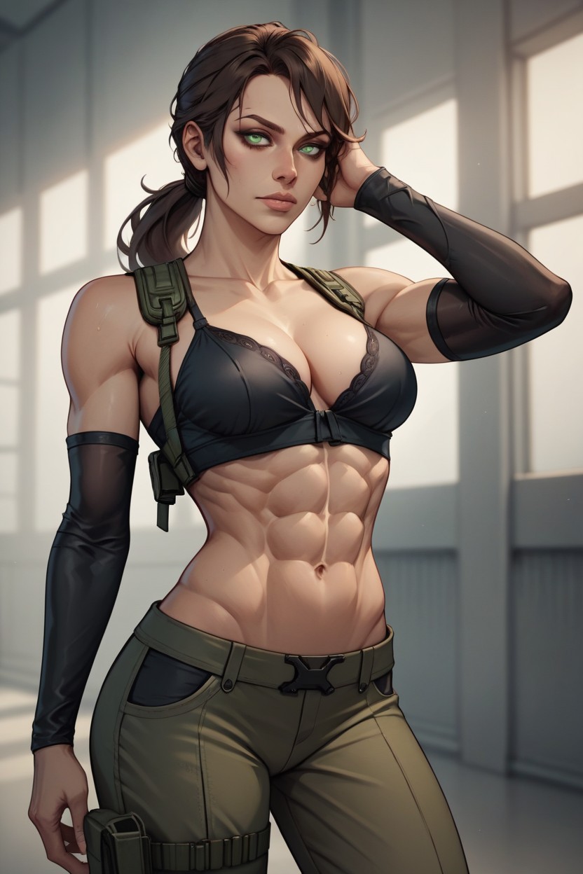 Arm Sleeves, Brunette, Quiet Metal Gear AI Gay Porn