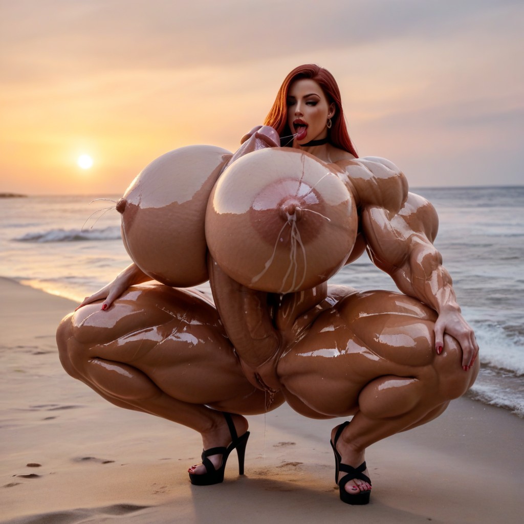 Ultra Busty, Extreme Length Hyper Massive Cock, Gigantic Pendulous Tits Shemale AI Porn