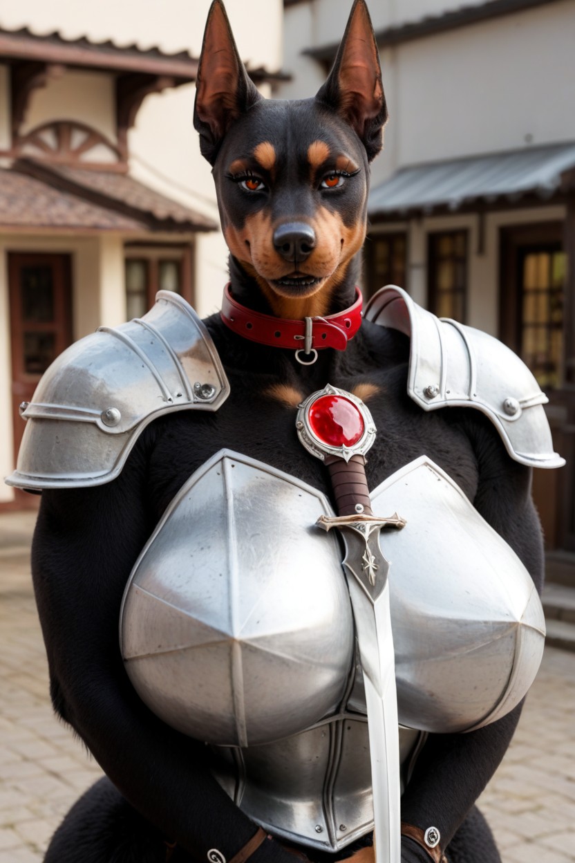 Fluffy Fur, Silver Breastplate Armour, Gorgeous Eyes AI Porn