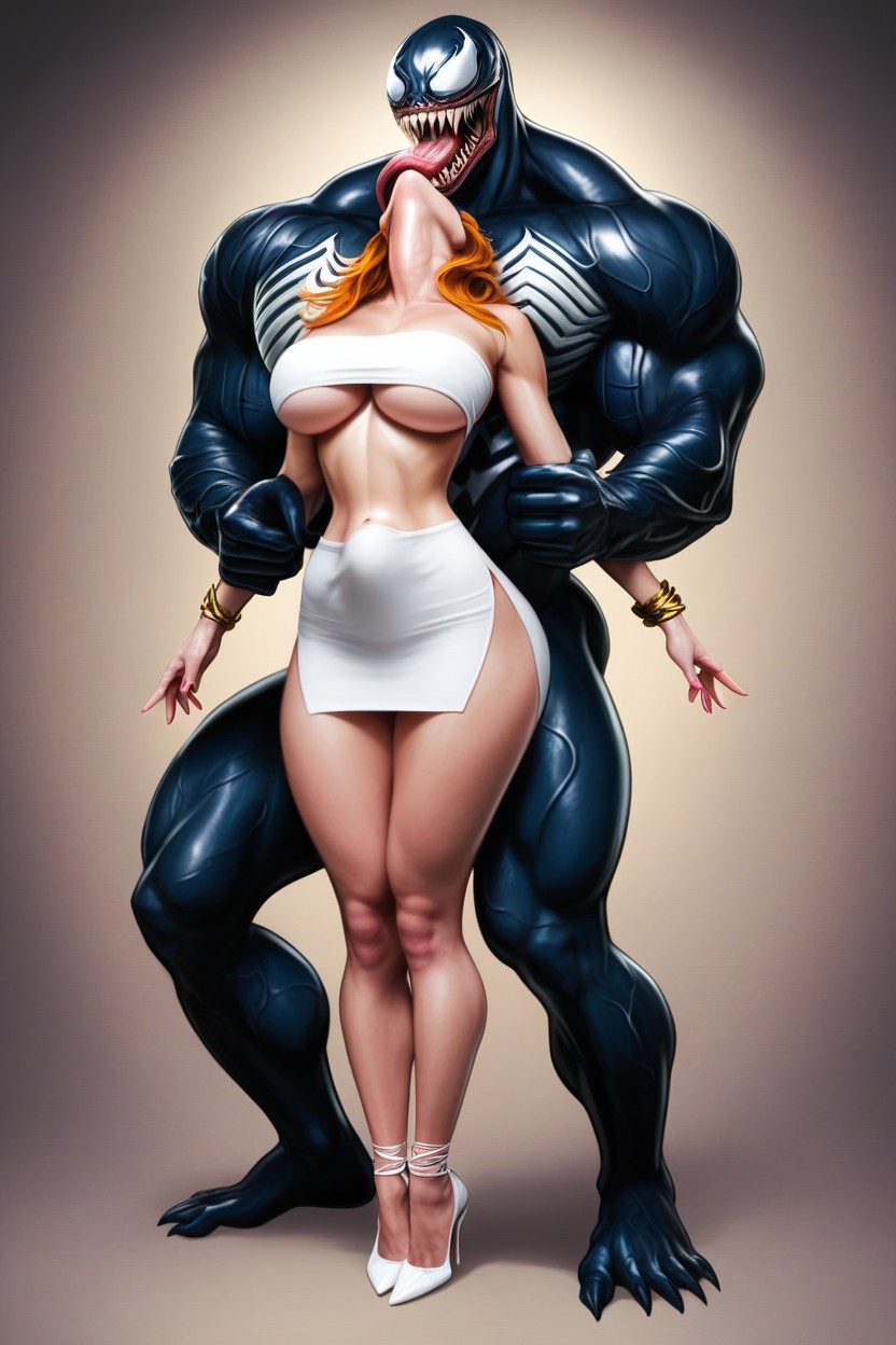 Suspended Standing Sex Legs Close Together Position, Her Legs Tucked Close Together, Wearing White Tube Top AI Porn