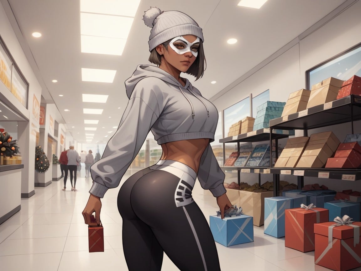 Volunteer, Dyed Silver Bobcut Hair, Side View Hentai AI Porn