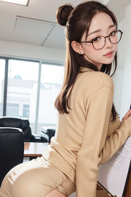 Glasses, Naked, Long Hair AI Porn